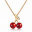 Cherry Glow Pendant Necklace – 18K Gold Plated