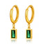 Emerald Drop Hoop Earrings – 18K Gold Plated
