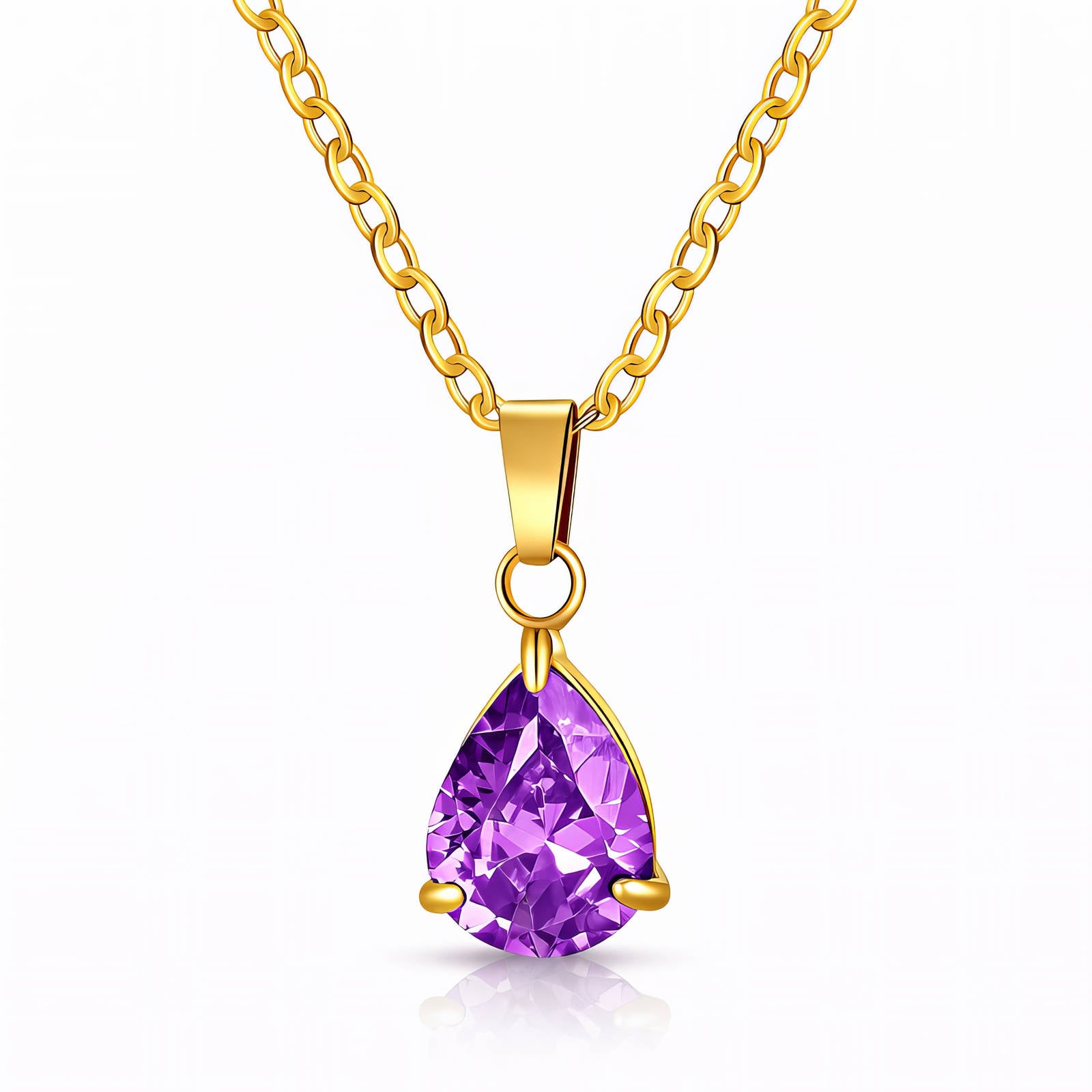 Amethyst Teardrop Necklace – 18K Gold Plated Main image