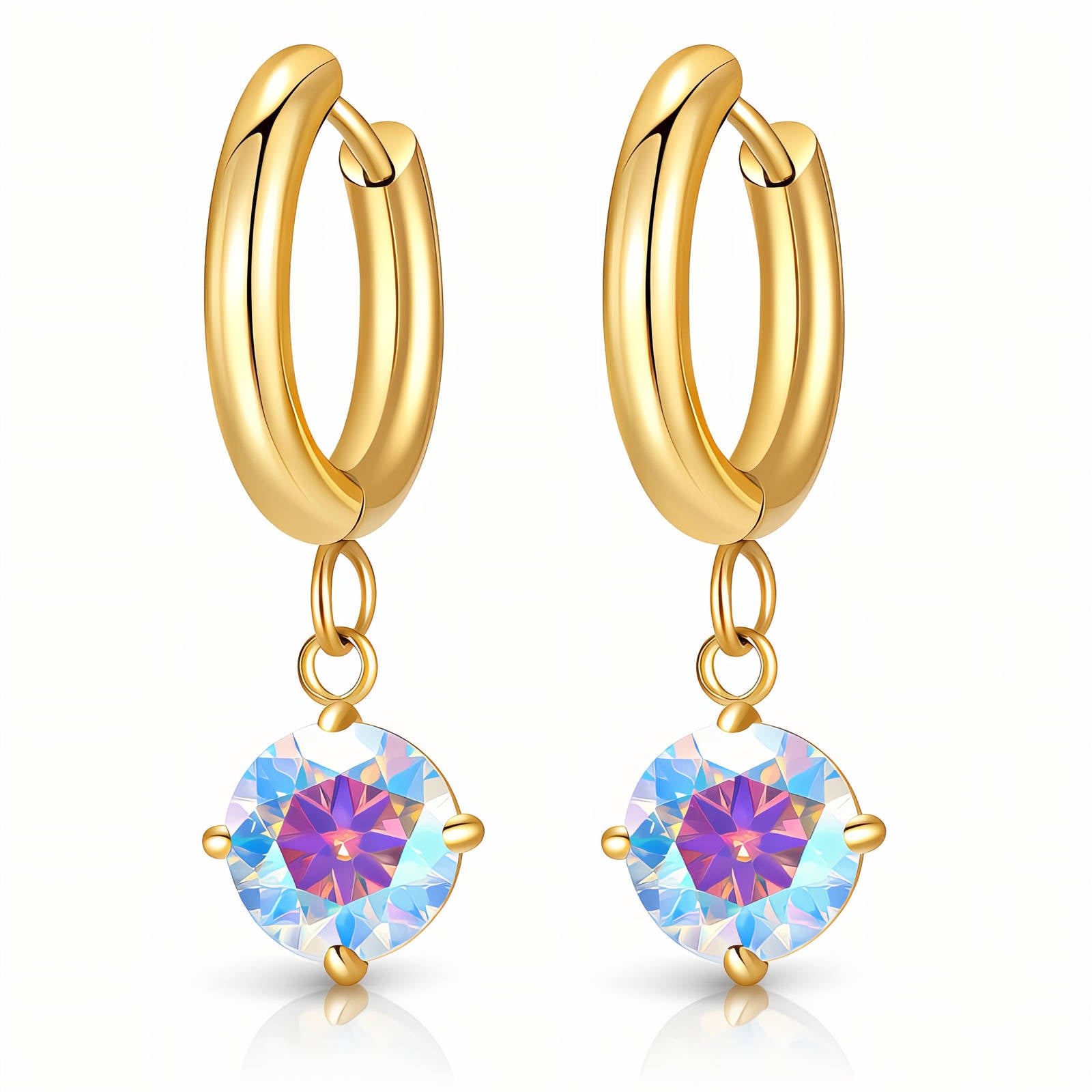 Aurora Crystal Hoop Earrings – 18K Gold Plated