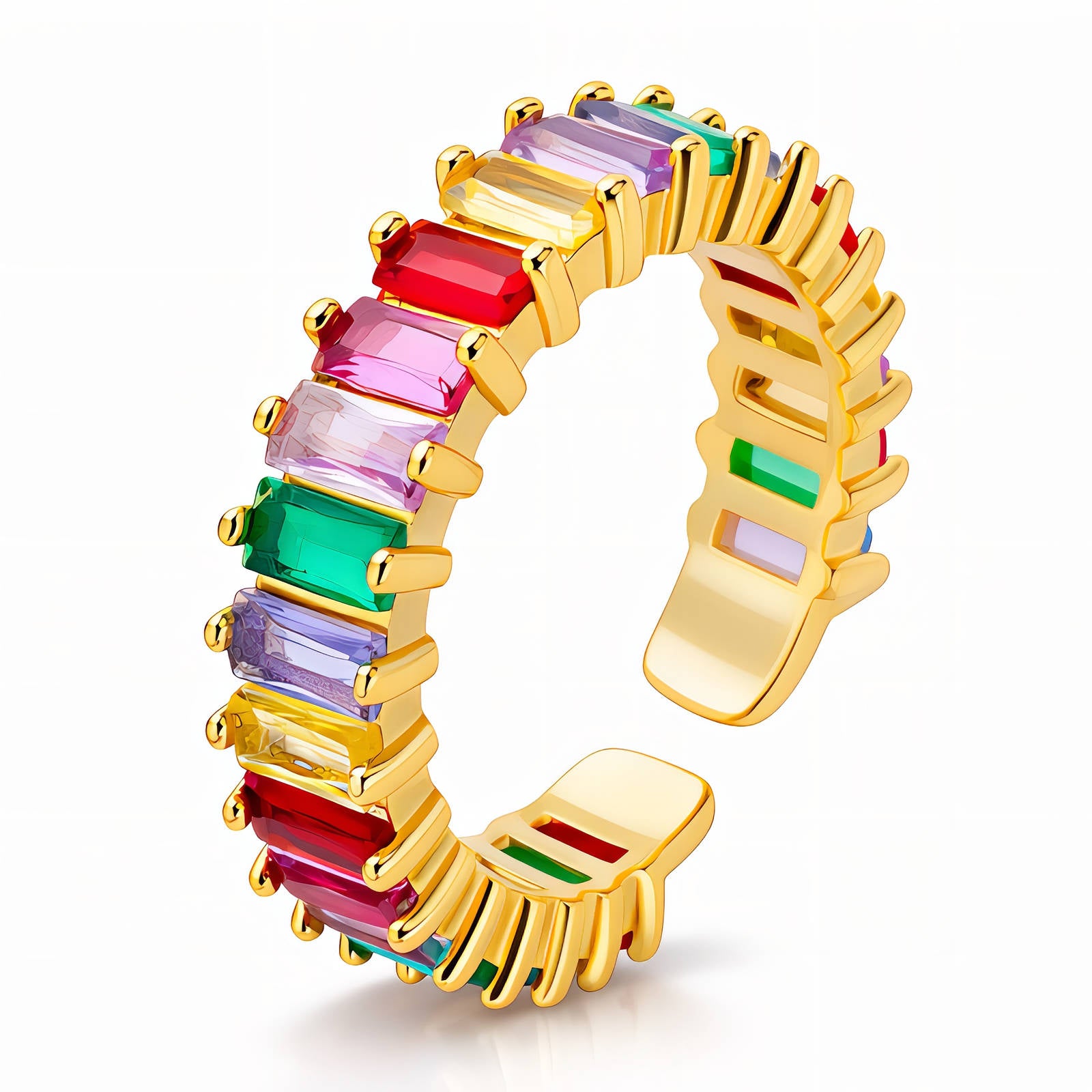 Aurora Rainbow Band Ring – 18K Gold Plated