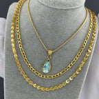 Azure Teardrop Pendant Necklace – 18K Gold Plated