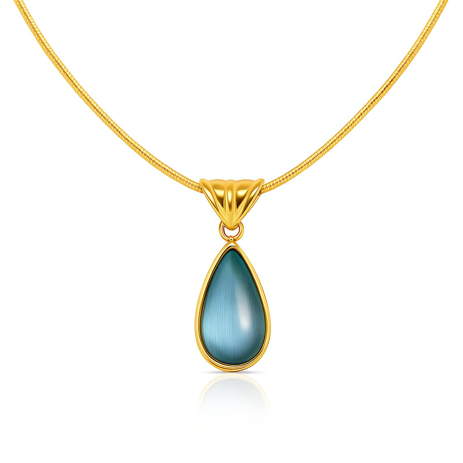 Azure Teardrop Pendant Necklace – 18K Gold Plated