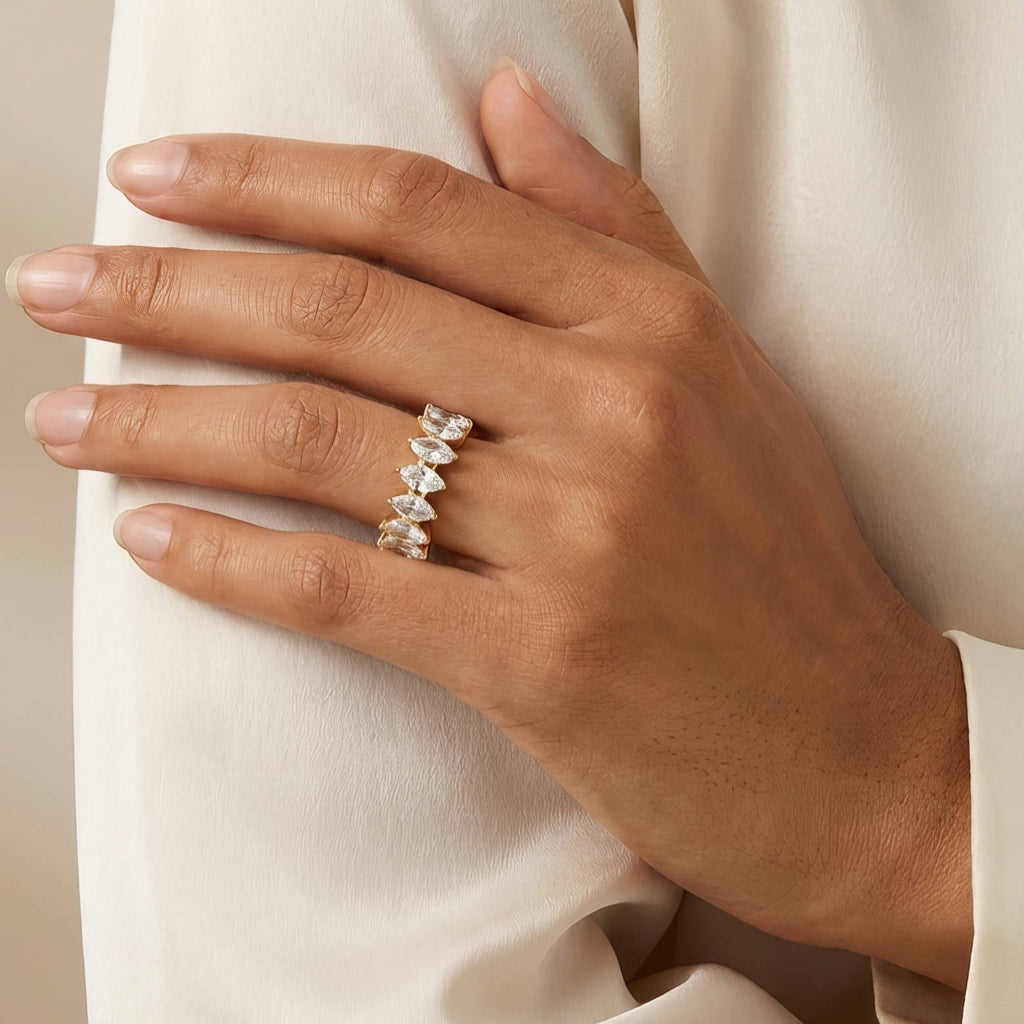 Celeste Crystal Band Ring  – 18K Gold Plated