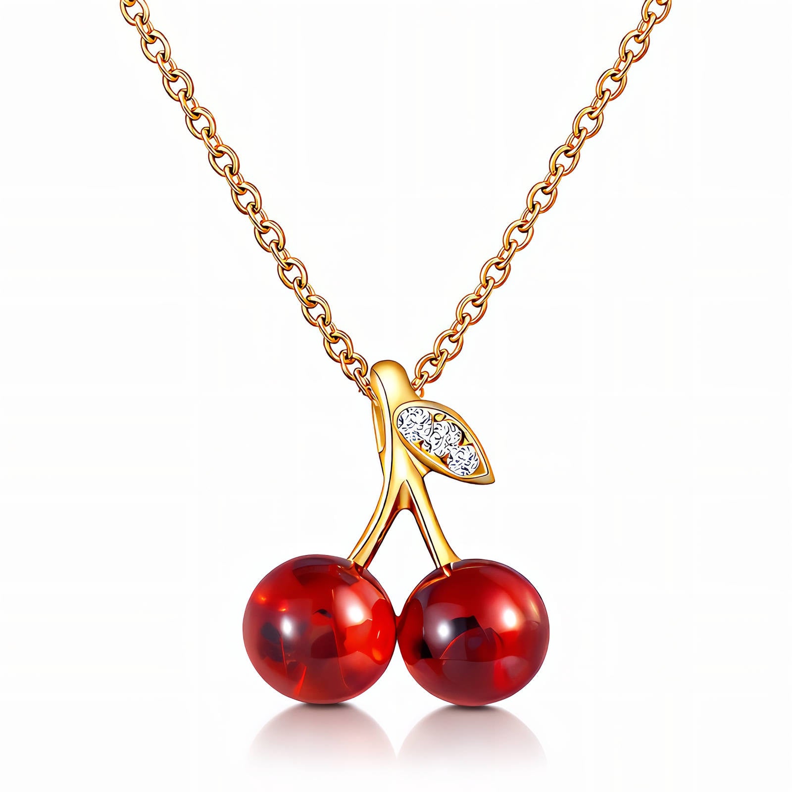 Cherry Glow Pendant Necklace  – 18K Gold Plated