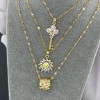 Golden Daisy Crystal Necklace – 18K Gold Plated