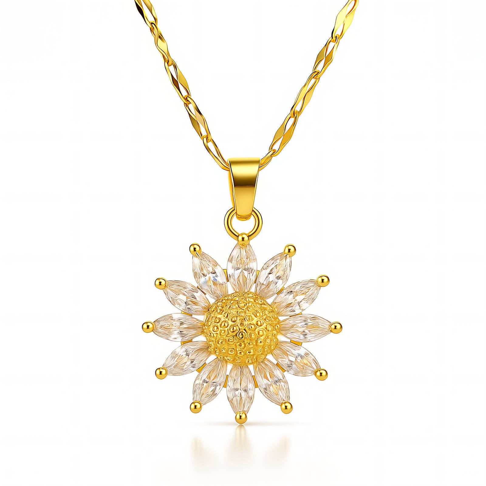 Golden Daisy Crystal Necklace – 18K Gold Plated Main image
