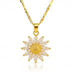 Golden Daisy Crystal Necklace – 18K Gold Plated