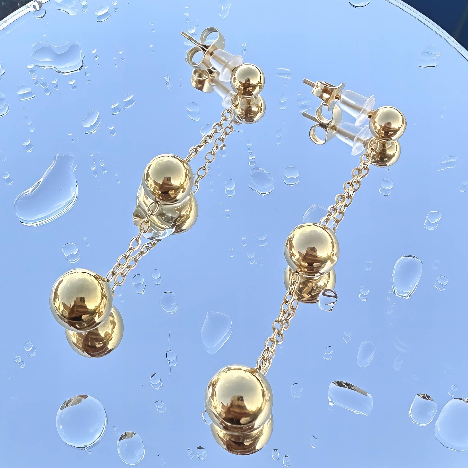 Golden Drop Chain Earrings – 18K Gold Plated