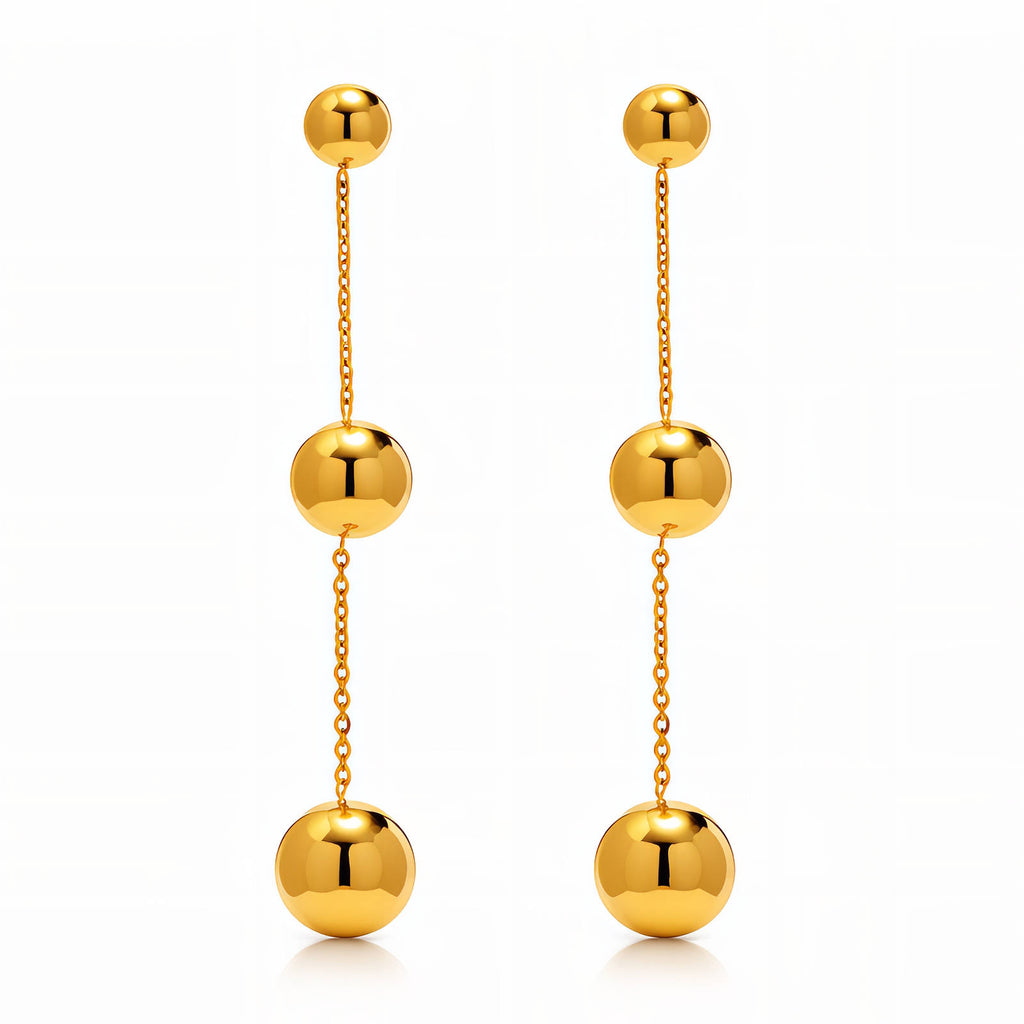 Golden Drop Chain Earrings – 18K Gold Plated