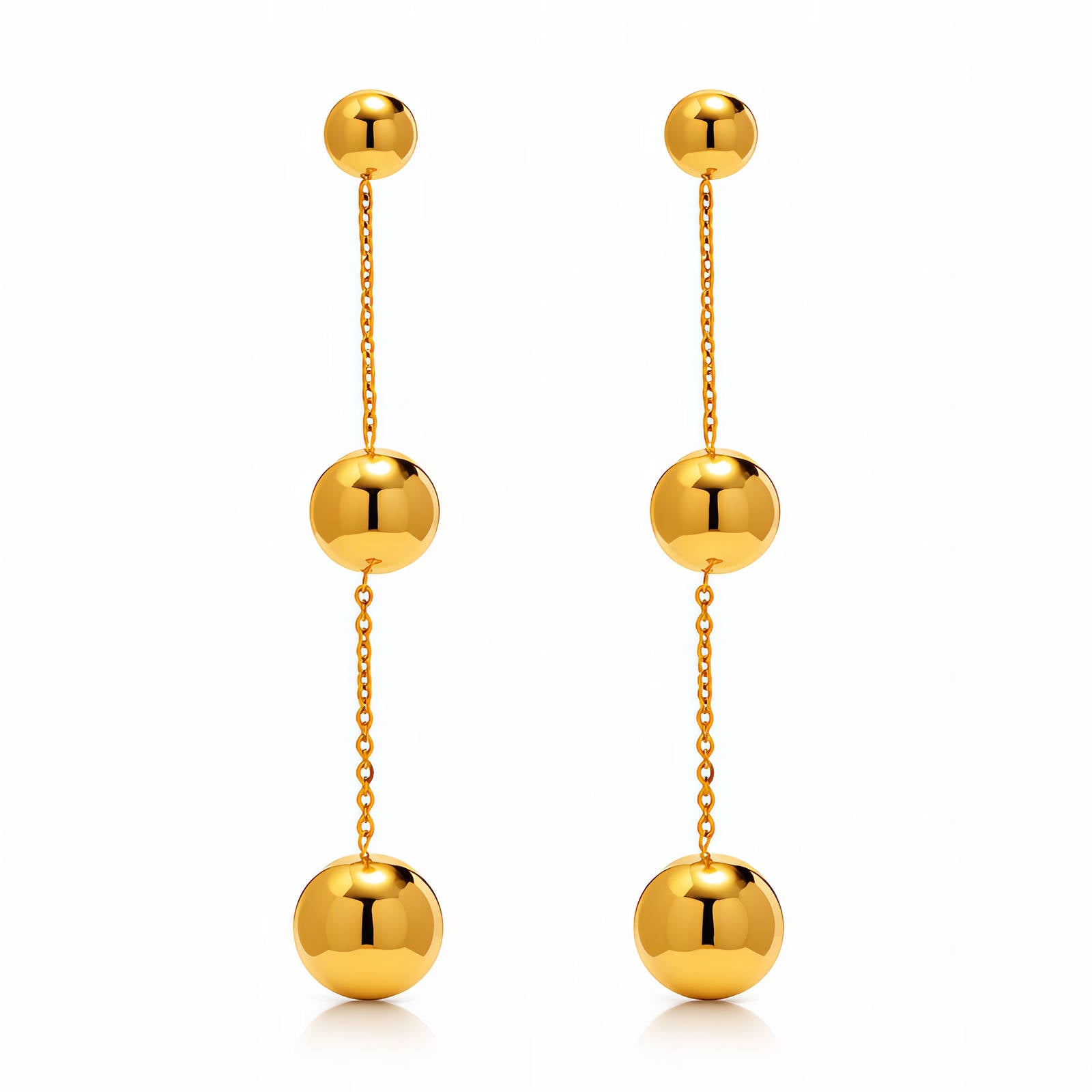 Golden Drop Chain Earrings – 18K Gold Plated