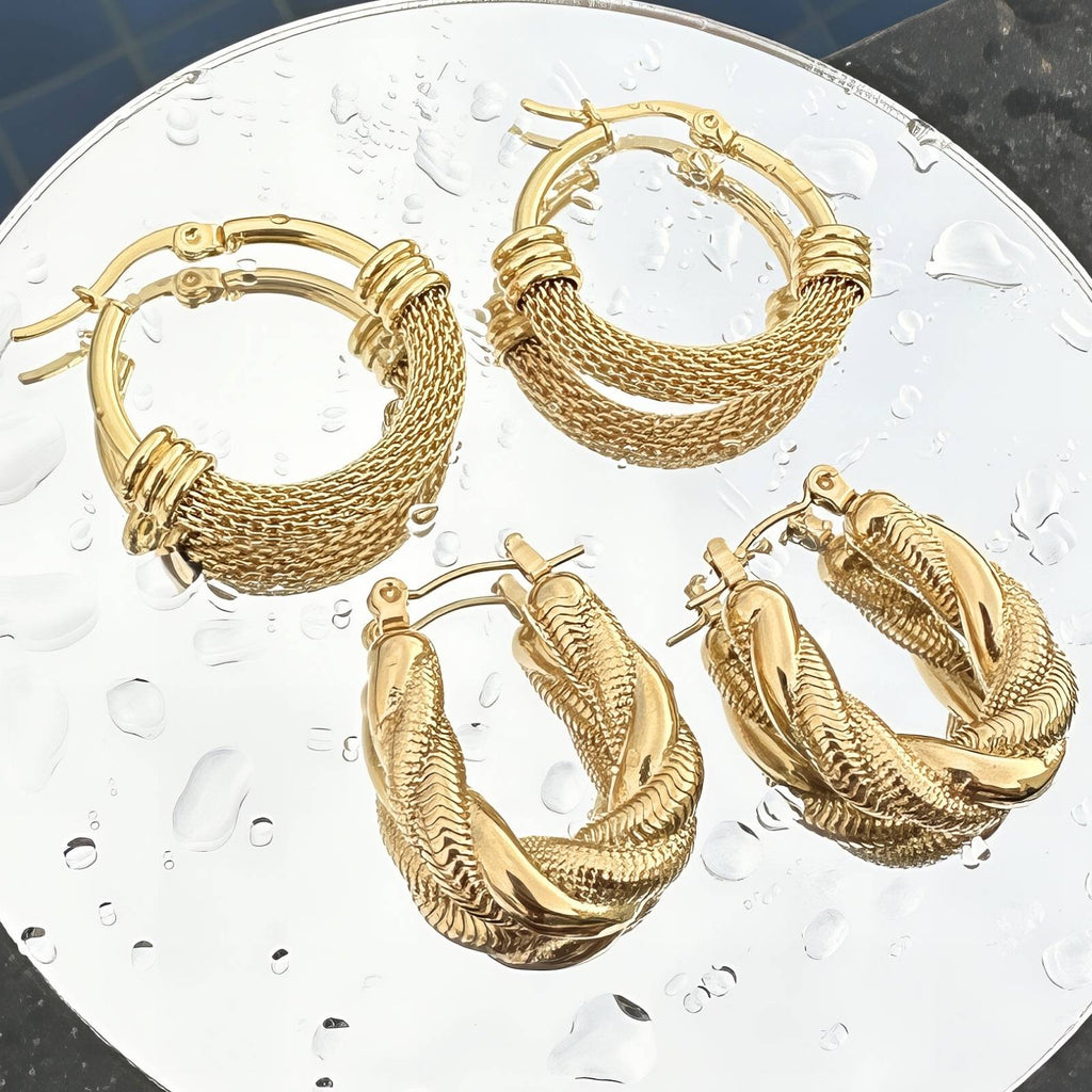 Golden Rope Hoop Earrings – 18K Gold Plated