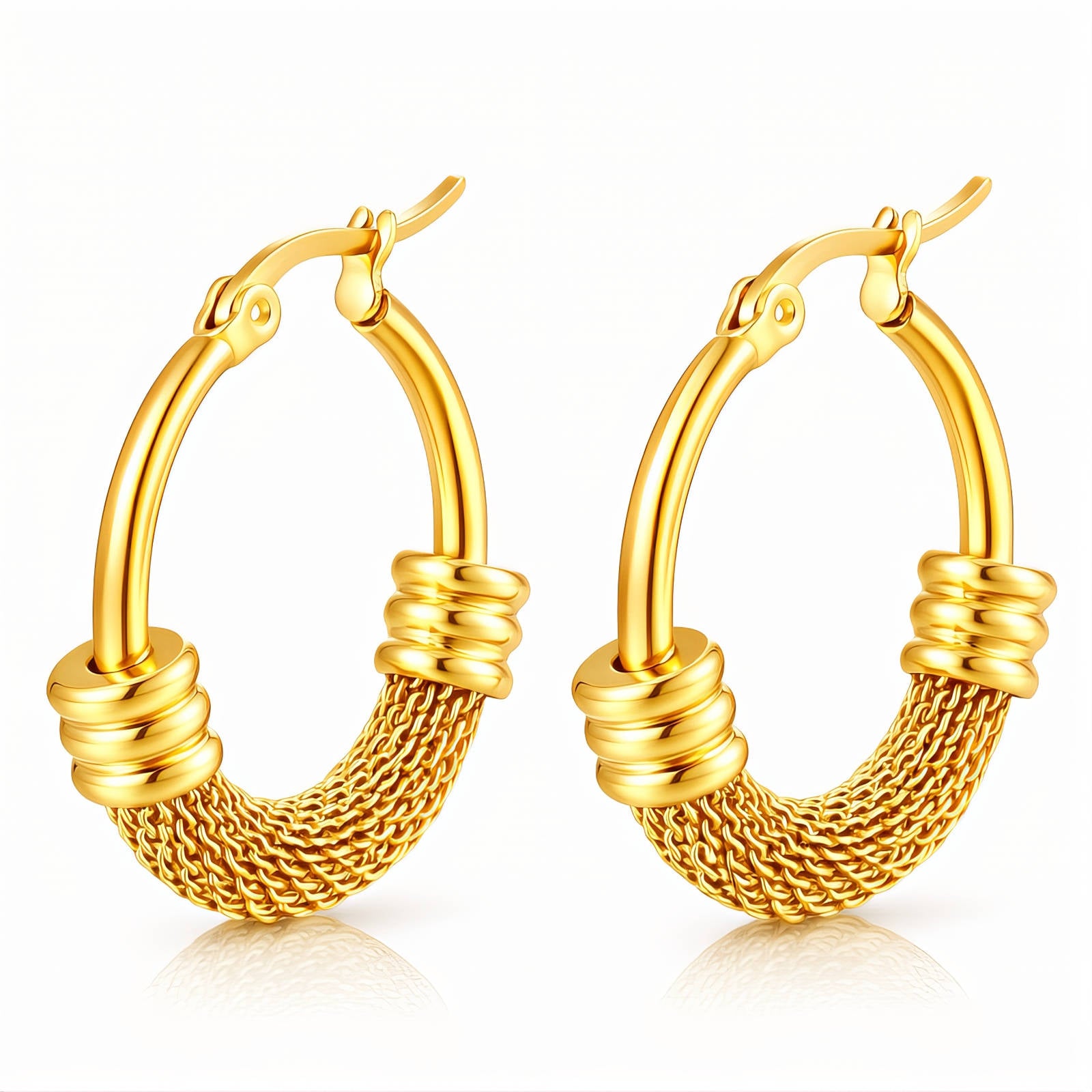 Golden Rope Hoop Earrings – 18K Gold Plated Main image