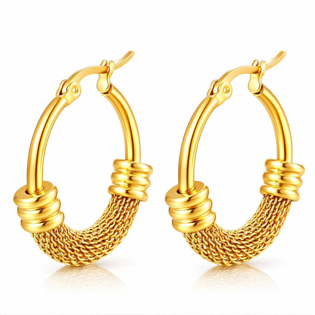 Golden Rope Hoop Earrings – 18K Gold Plated