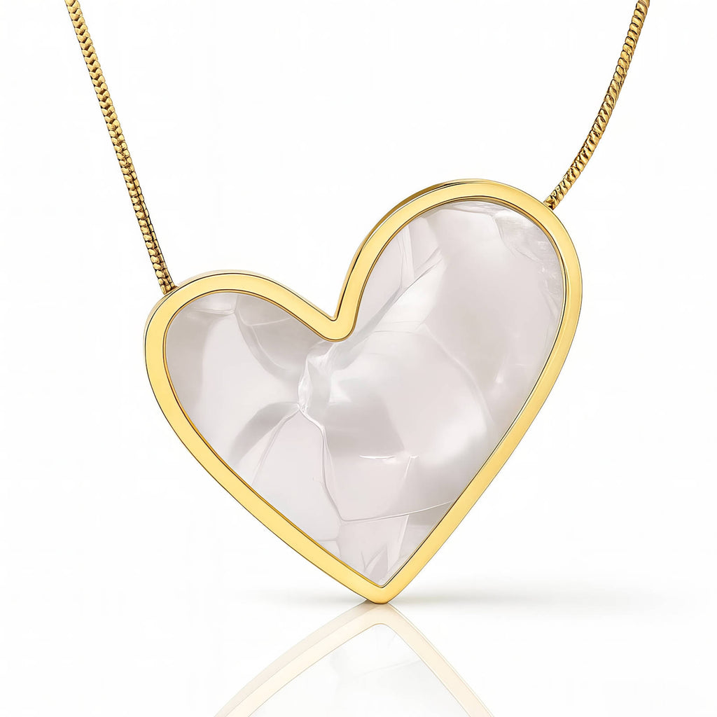 Luna Heart Stone Necklace – 18K Gold Plated
