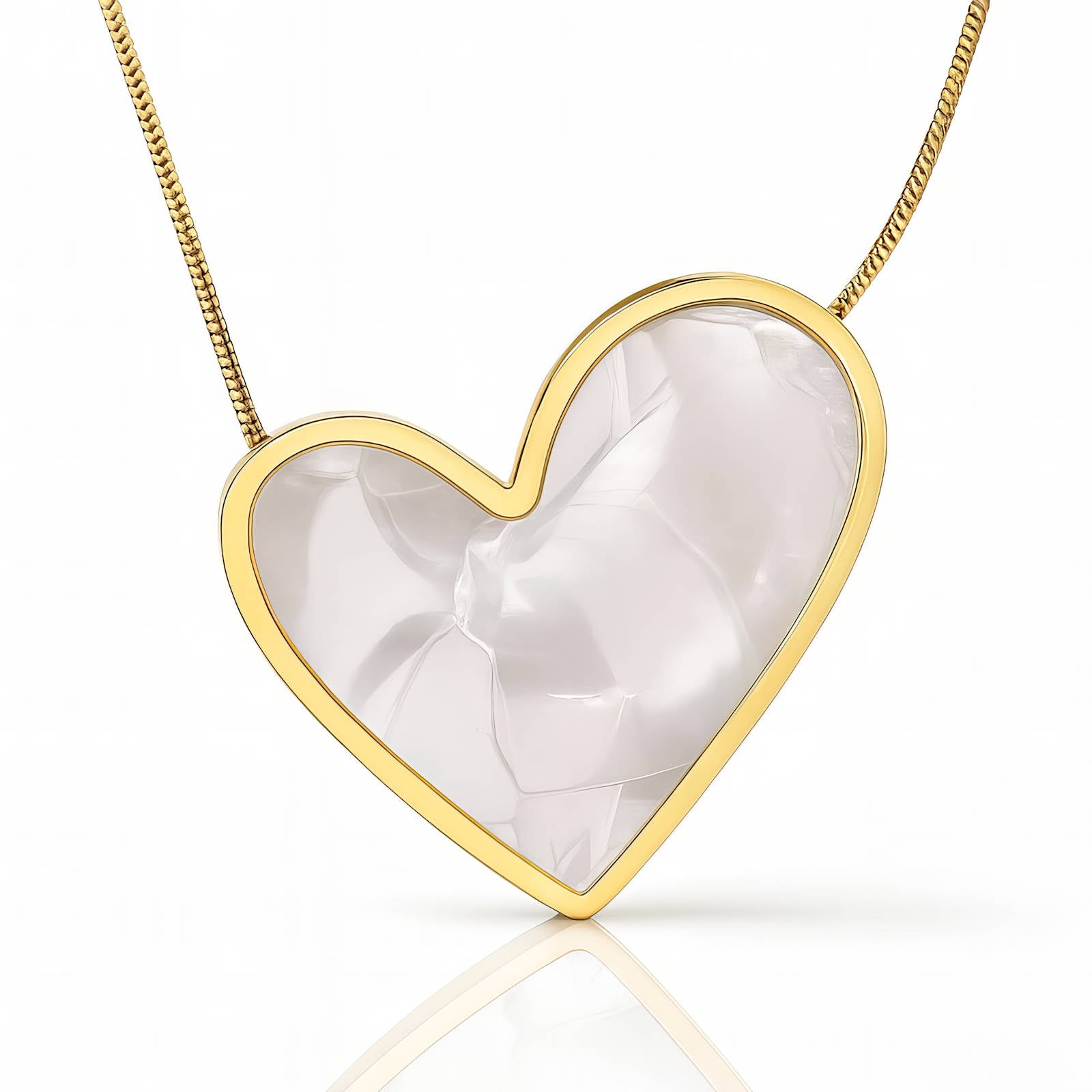 Luna Heart Stone Necklace – 18K Gold Plated