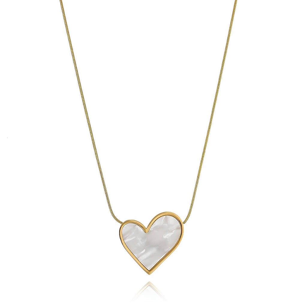 Luna Heart Stone Necklace – 18K Gold Plated