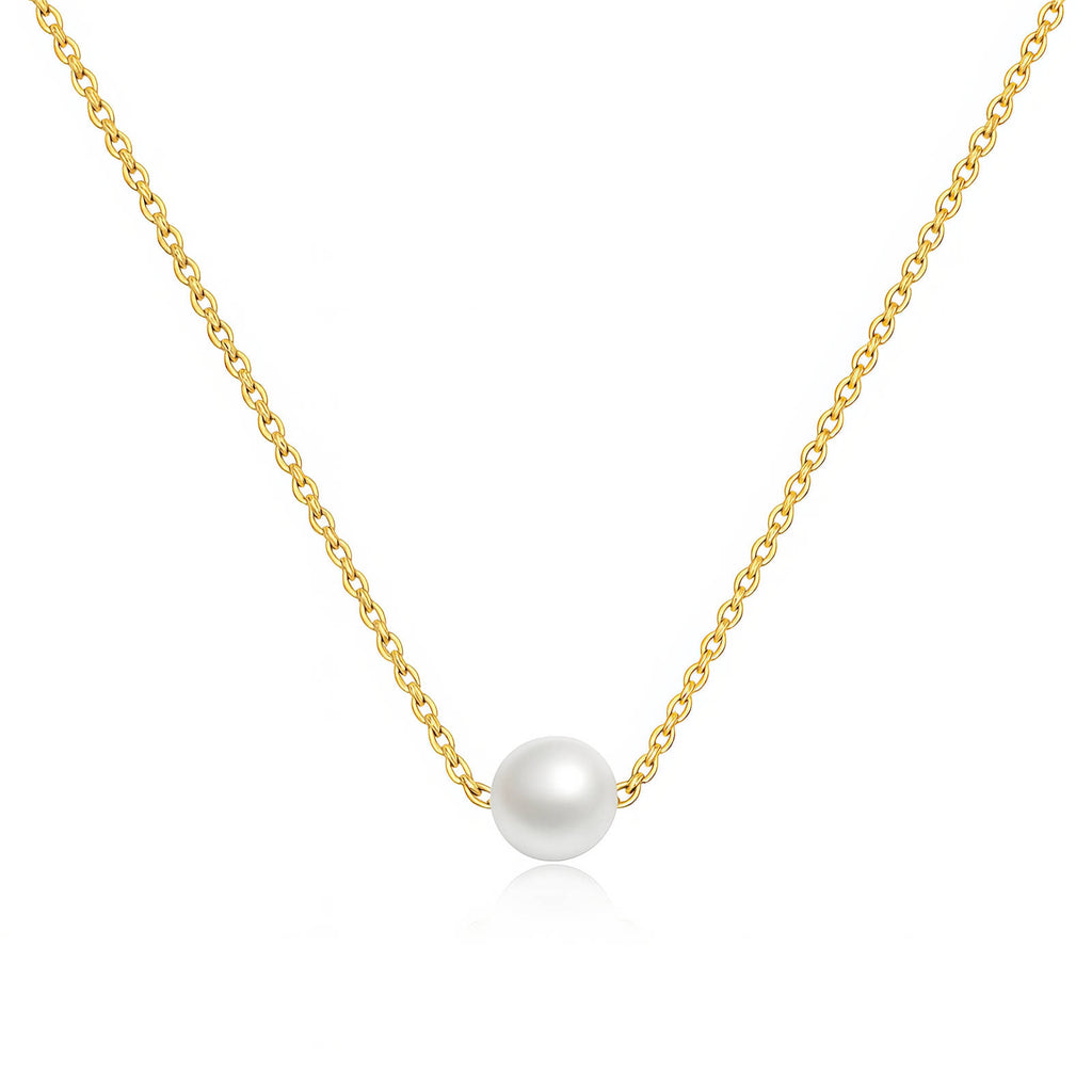 Luna Pearl Minimal Necklace – 18K Gold Plated