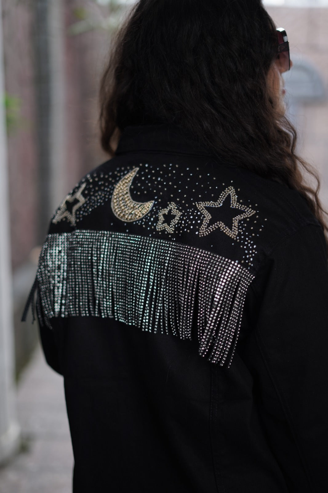 Midnight Star Fringe Jacket – Rhinestone Detail