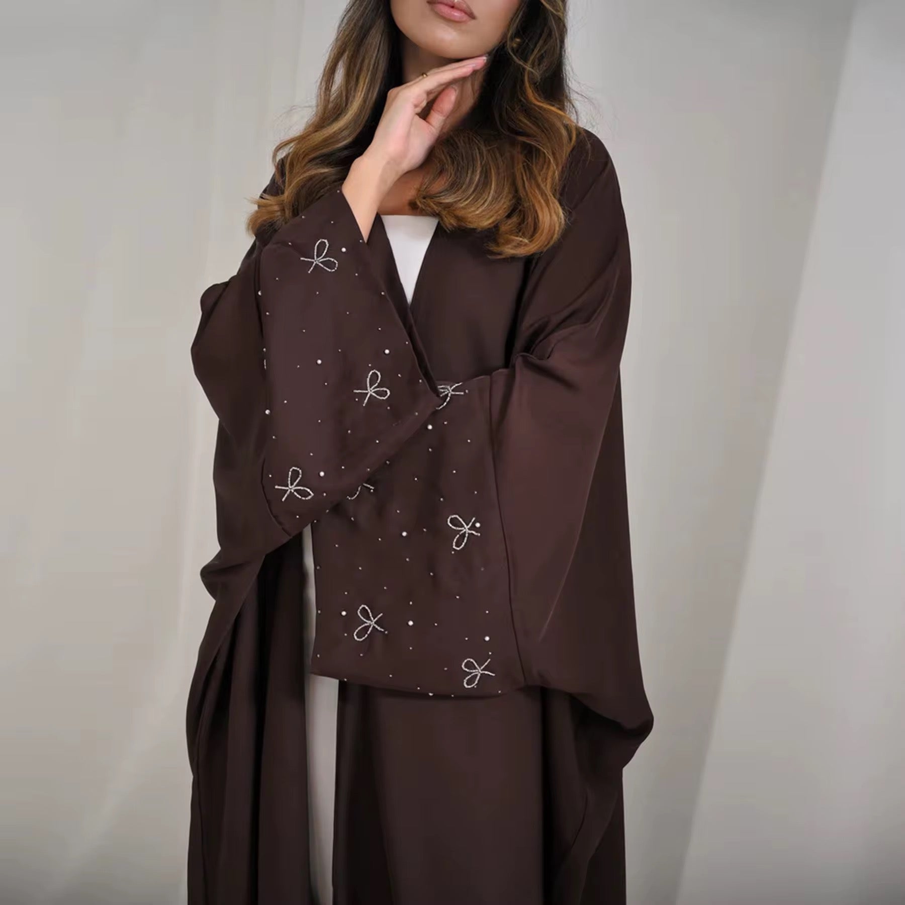 Mocha Starlight Sleeve Abaya Main image