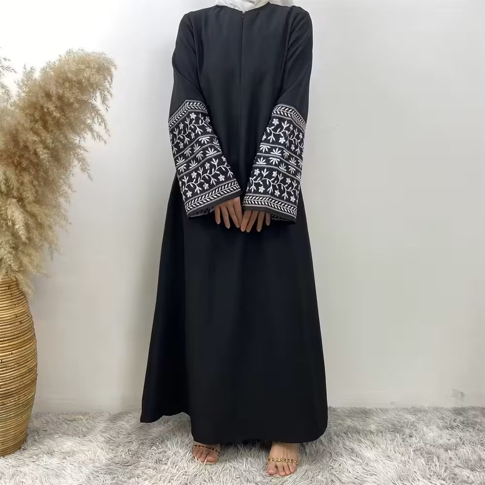 Onyx Embroidered Sleeve Abaya Main image