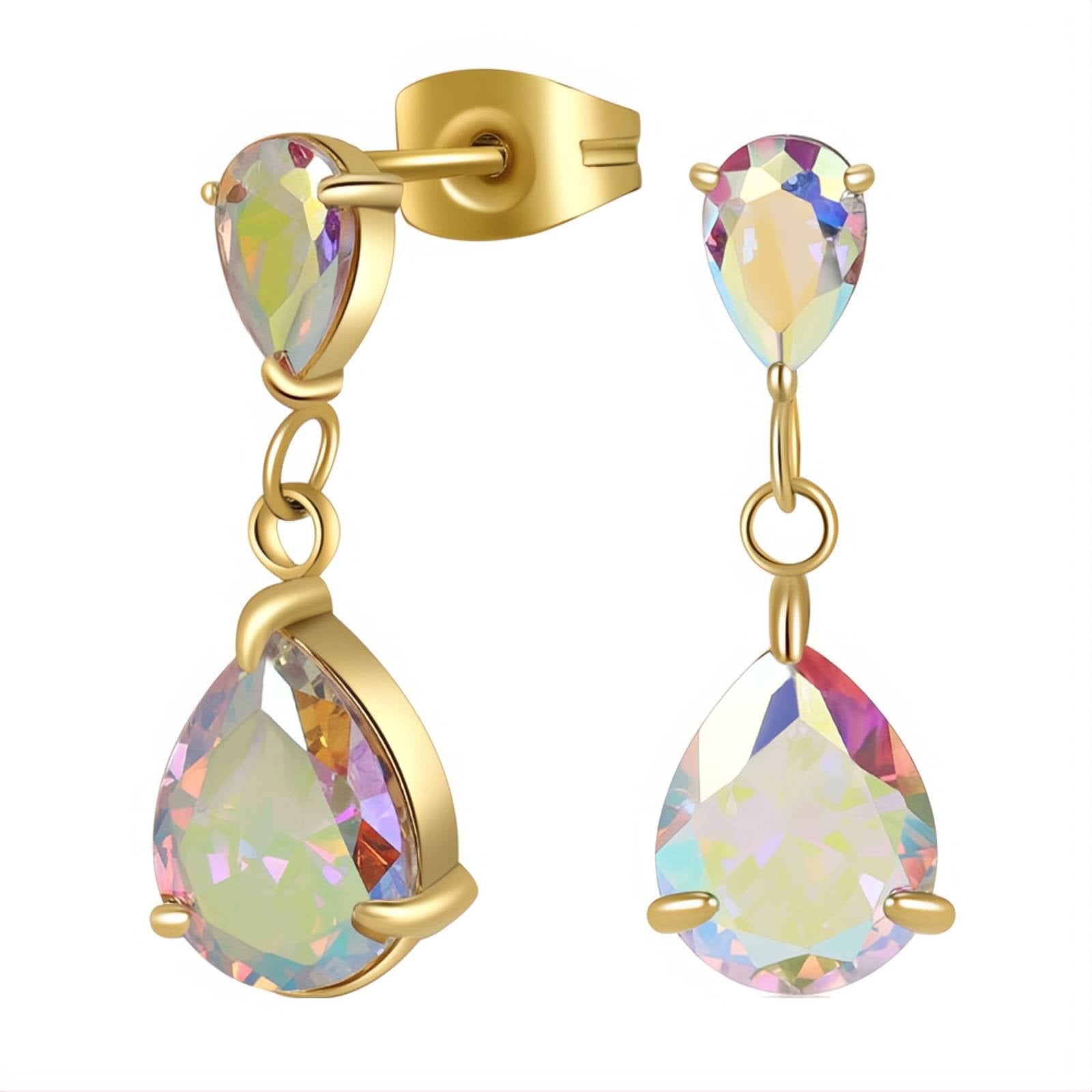 Rainbow Light Drop Earrings – 18K Gold Plated