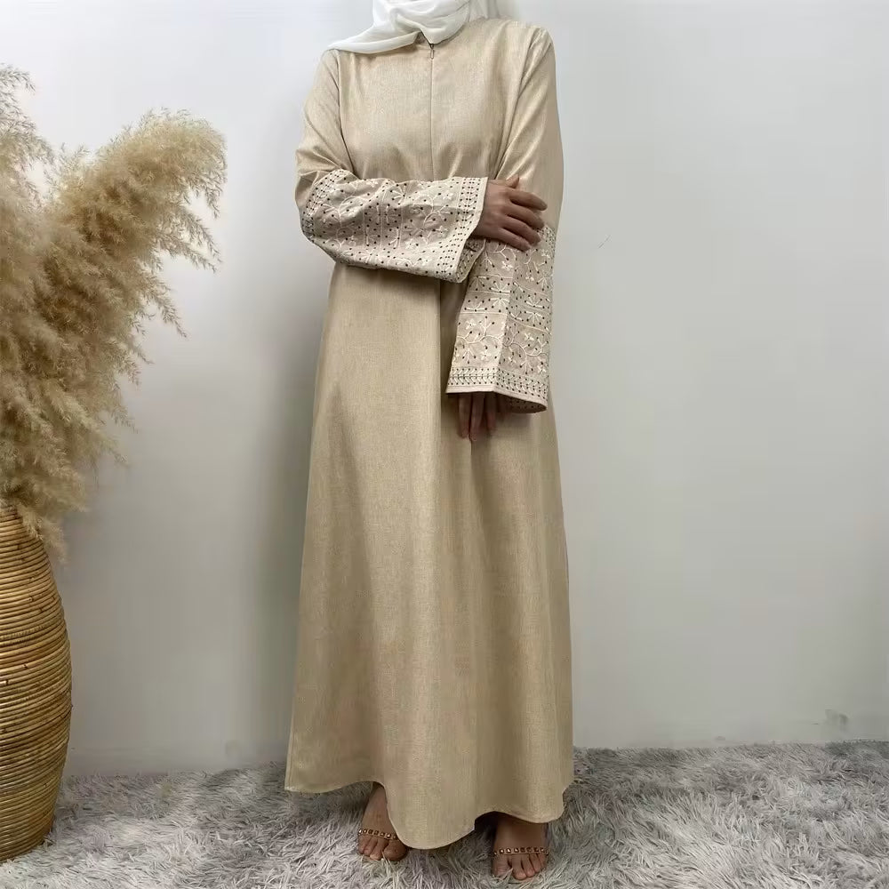 Sand Embroidered Sleeve Abaya Main image