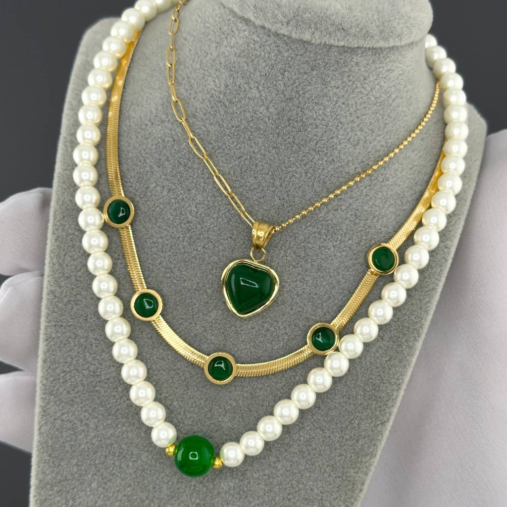 Verde Pearl Accent Necklace – 18K Gold Plated