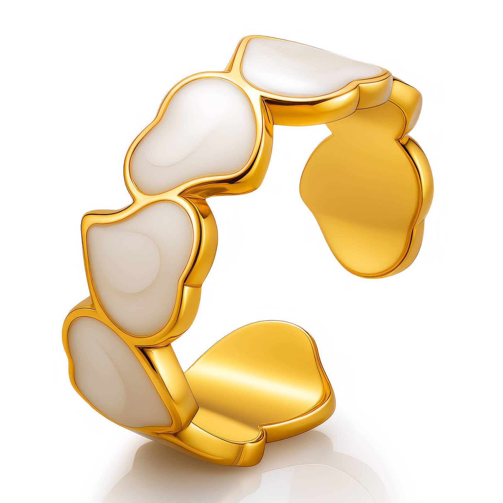 White Heart Adjustable Ring  – 18K Gold Plated Main image